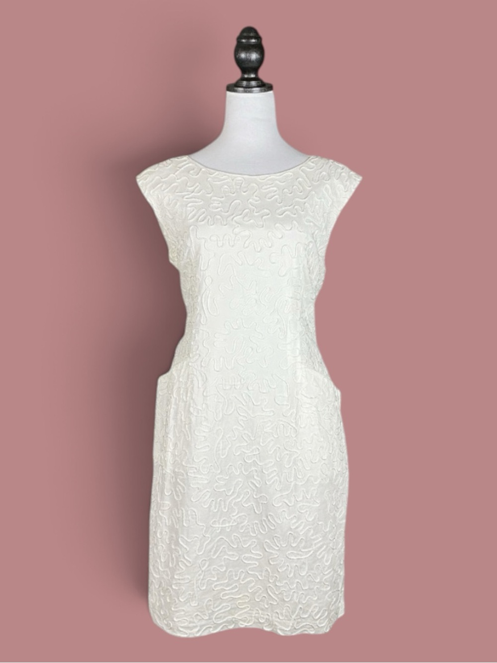 MICHAEL Michael Kors Dress White Soutache Ribbon 100% Cotton Quiet Luxury 14P